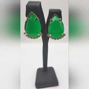 Simulated Emerald Pear Shaped Earrings